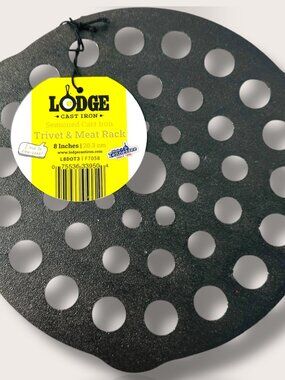 Lodge Cast Iron 8-Inch Seasoned Trivet & Meat Rack  Durable & Versatile Cooking